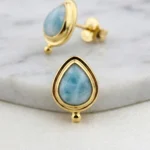 larimar taşlı gümüş küpe