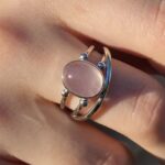 Pembe Kuvars Taşlı Tasarım Gümüş Yüzük 925 ayar